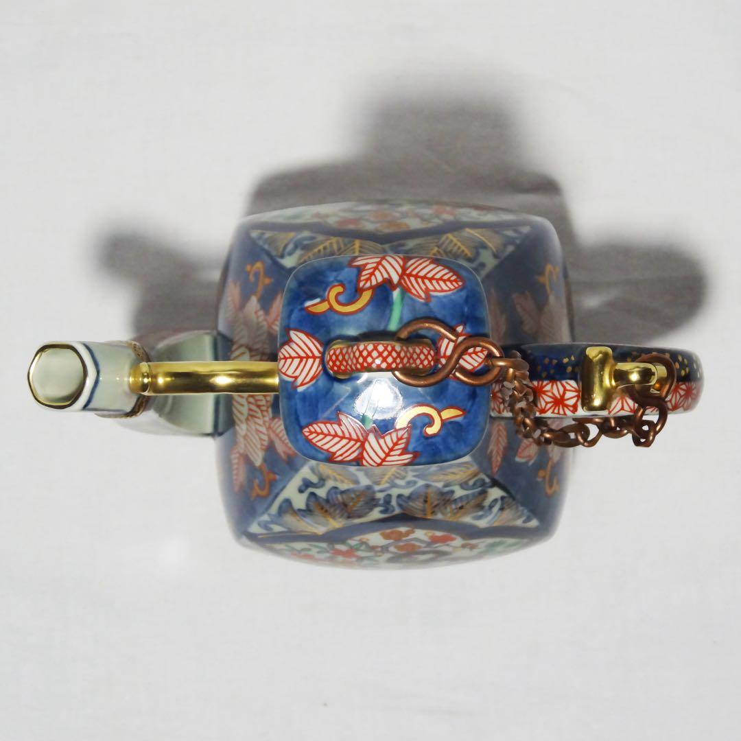 ■林九郎作 染錦唐草牡丹 水差 水注■