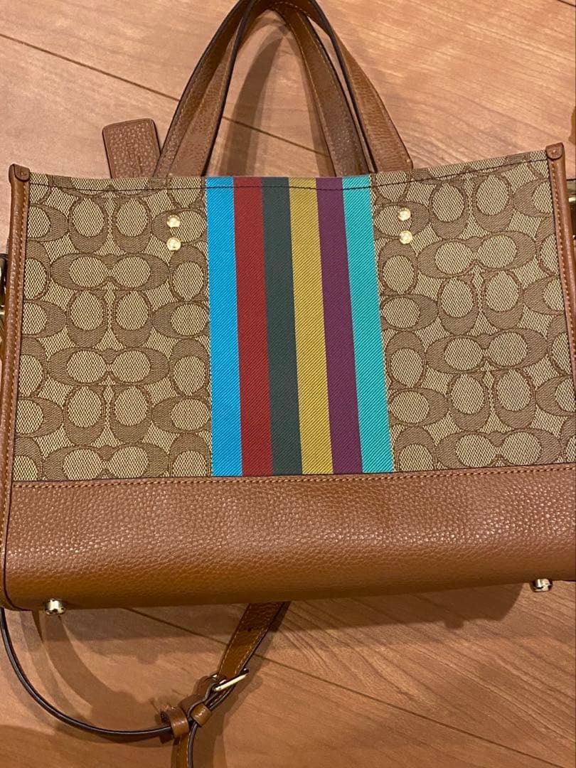 COACH ストライプデザイン ハンドバッグ