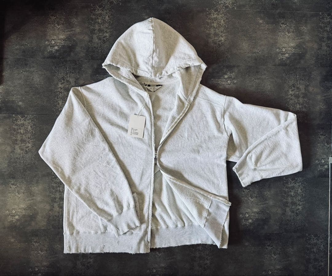 ANCELLM パーカー ダメージ グレー M スウェットZIPフーディ 新品