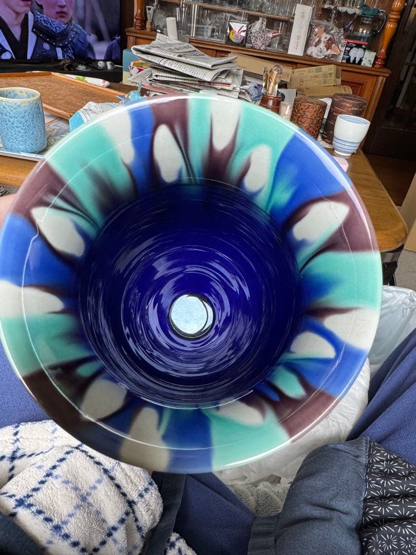 人間国宝 三代 徳田八十吉 燿彩杯 高さ36.5cm