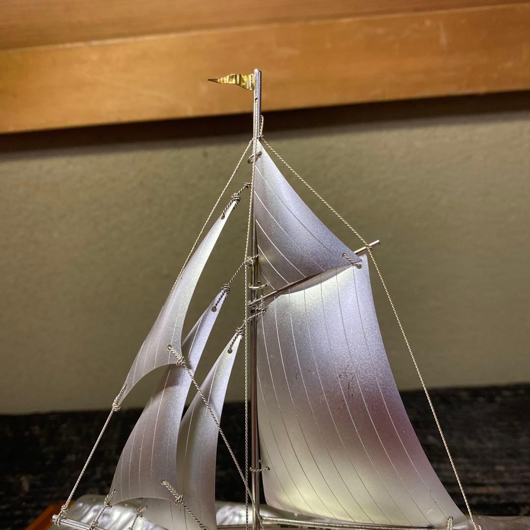 銀製　ヨット置物25cm24.5cm