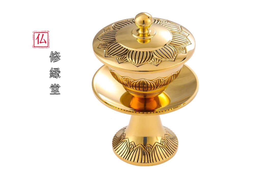 【修縁堂】銅色磨き 蓮形茶湯器 物置の装飾 給水カップ 仏教法具法器