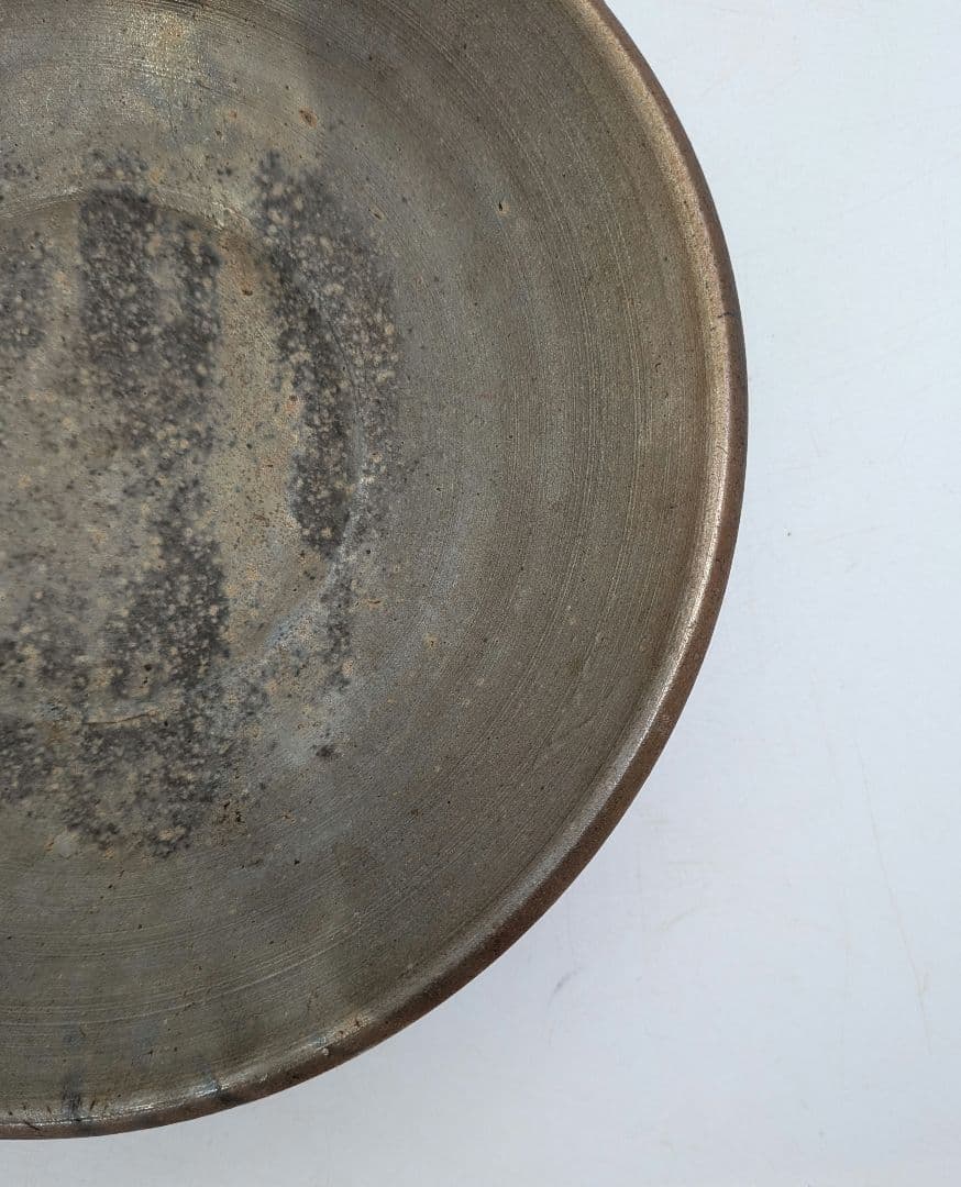 窯元松園 備前焼 金彩窯変皿 共箱 和食器 中皿 金襷 日本料理 レア 希少