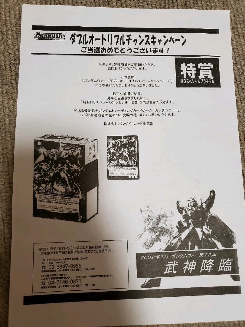 HGダブルオーガンダム OOガンダム ガンダムウォー武神降臨特賞