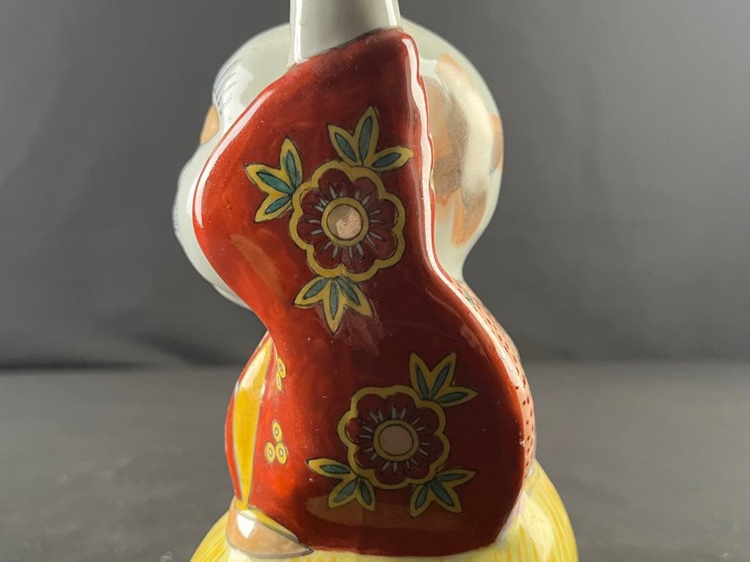 招き猫 陶器 置物 20センチ 羽織袴 商売繁盛 良縁