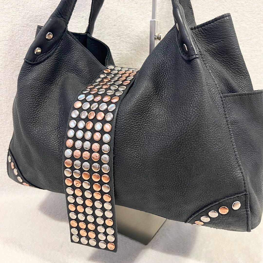 極希少】TRES トレ レザー トートバッグ スタッズ A4 ブラック y2k