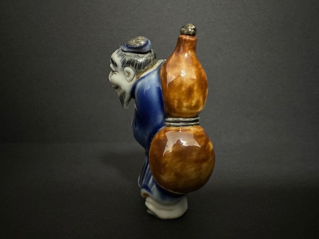 根付(netsuke)】陶器瑠璃鉄釉蝦蟇仙人根付江戸時代