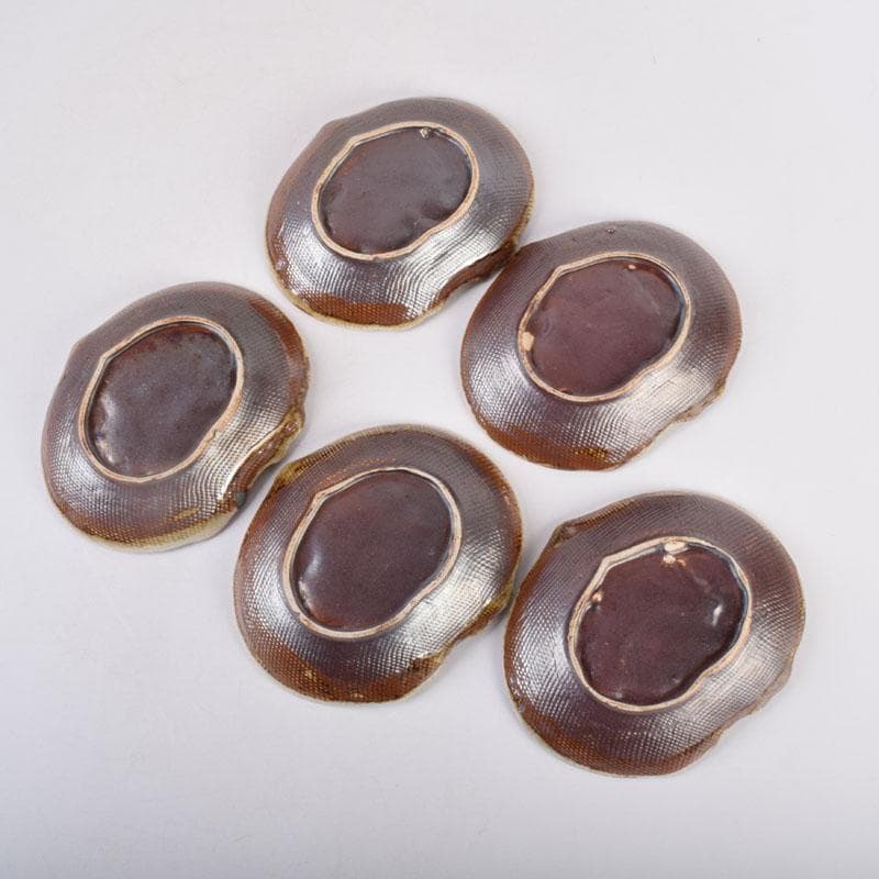 和食器 色絵 カブ形 銘々皿 五客 時代箱 V 8440