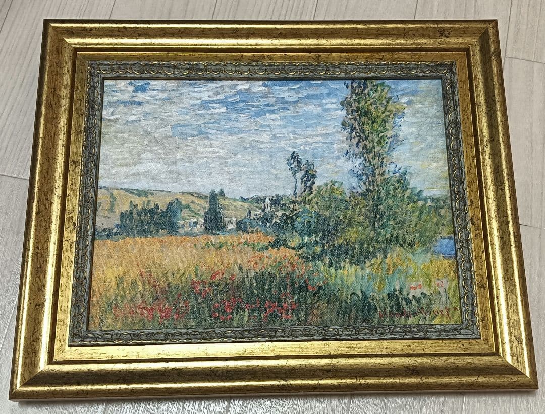 クロード・モネ　油絵複製画　印象派 風景画 金色フレーム付き