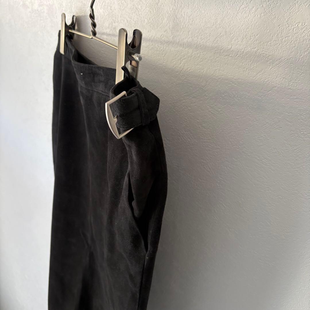 HERMES マルジェラ期 総レザー スウェード スカート サイドベルト