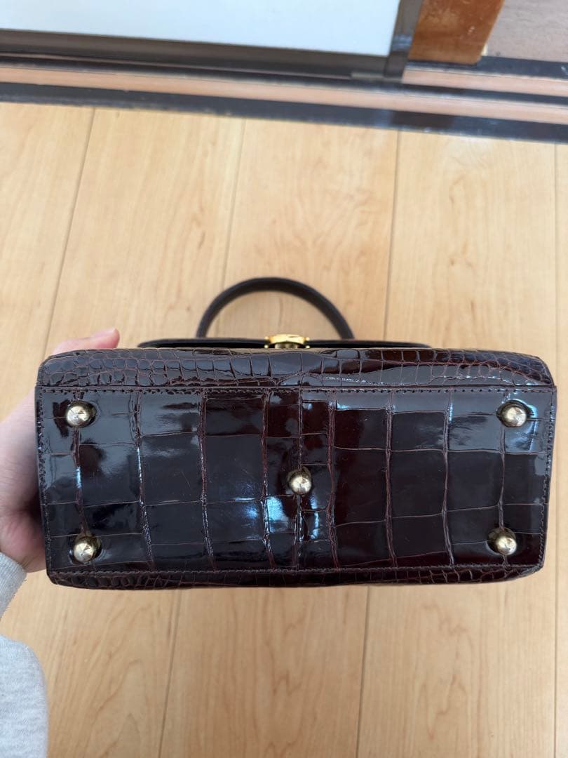 クロコダイルハンドバック　JRA276 ブラウン