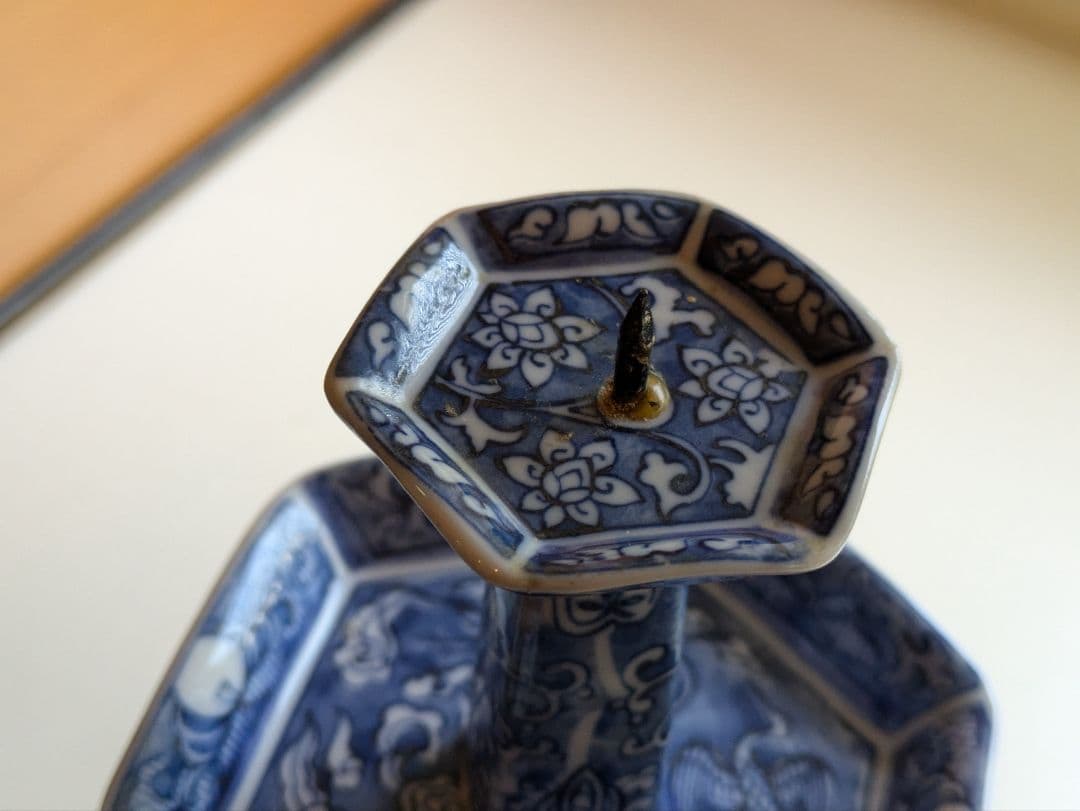 骨董 瑞雲翔鶴図 燭台 蝋燭台 舞鶴花文燭台 2つセット