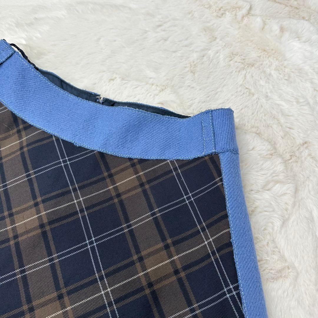 ✨美品✨miumiu チェック柄 Aラインスカート ウールモヘア混 上質 M