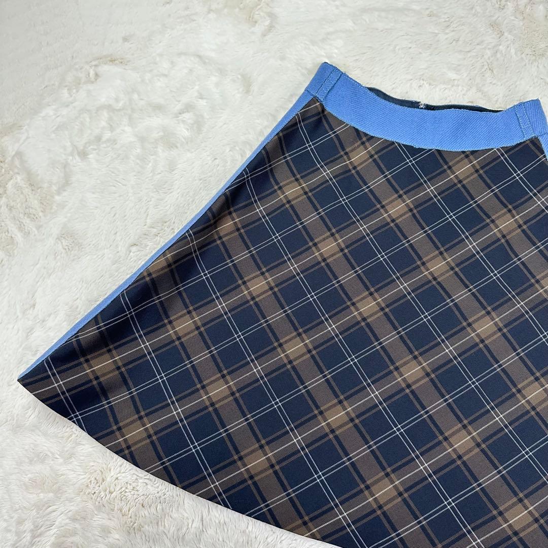 ✨美品✨miumiu チェック柄 Aラインスカート ウールモヘア混 上質 M