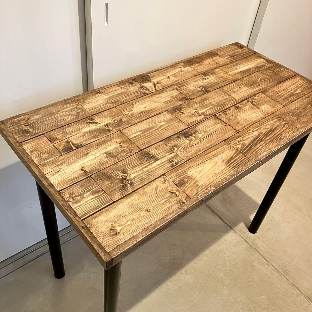 モザイク柄の無垢材テーブル【ハンドメイド家具】