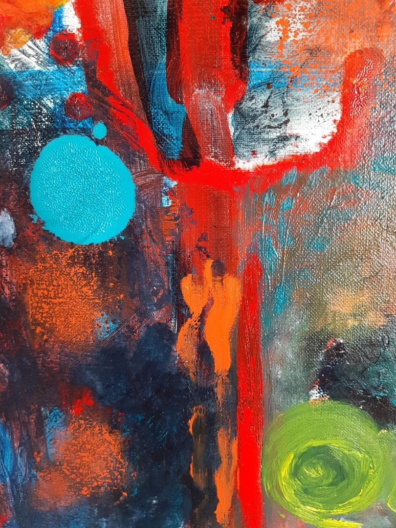 油彩画 / 油絵 / 直筆 / 絵画：潜在意識 (抽象画 / 額縁)