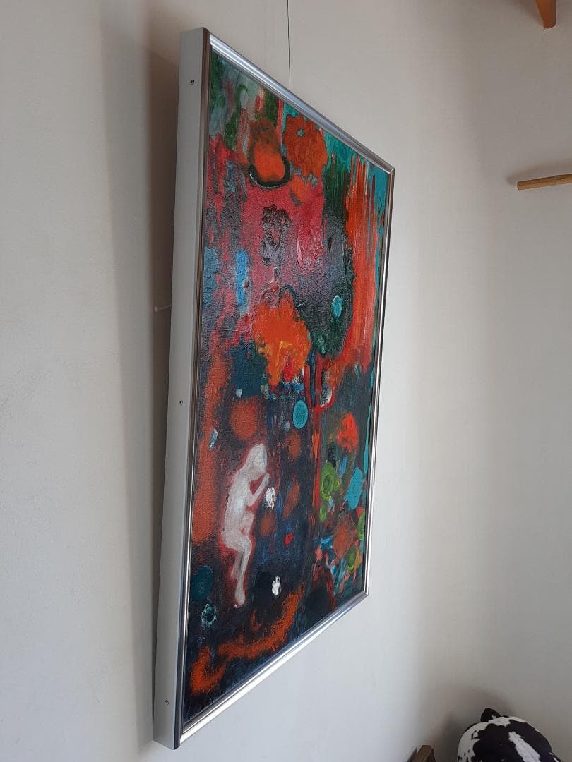 油彩画 / 油絵 / 直筆 / 絵画：潜在意識 (抽象画 / 額縁)