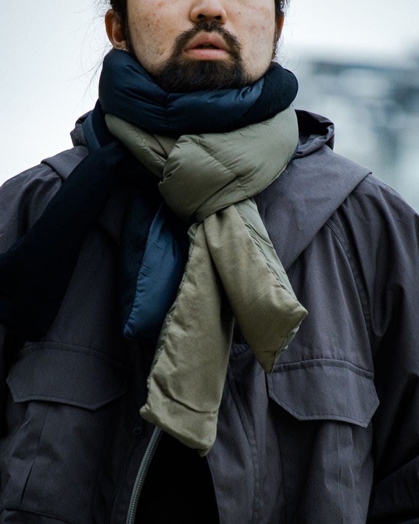 新品 ナナミカ 紺 光電子ダウンマフラー ユニセックス Down Muffler