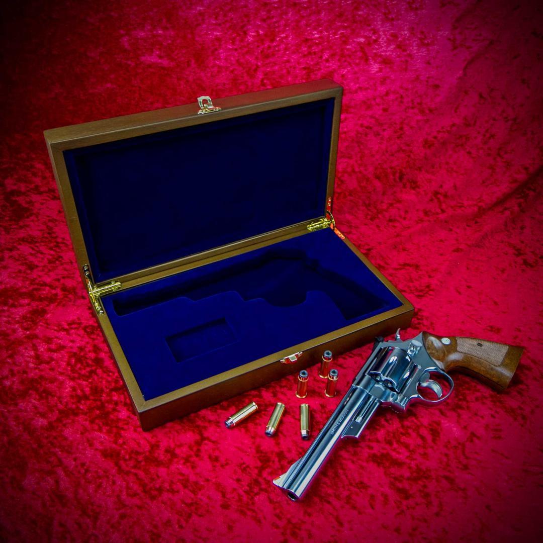 S＆W M29(6.5inch) 用 高級木製化粧箱 GUNケース (Blue)