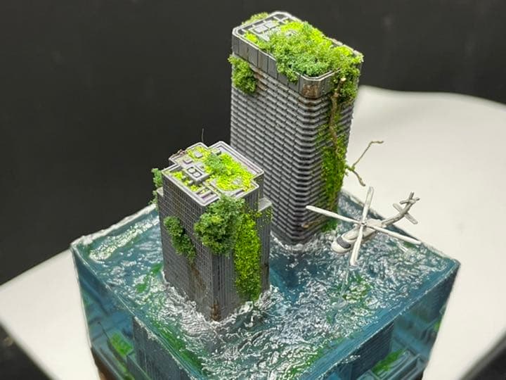 水没した都市 レジンジオラマ