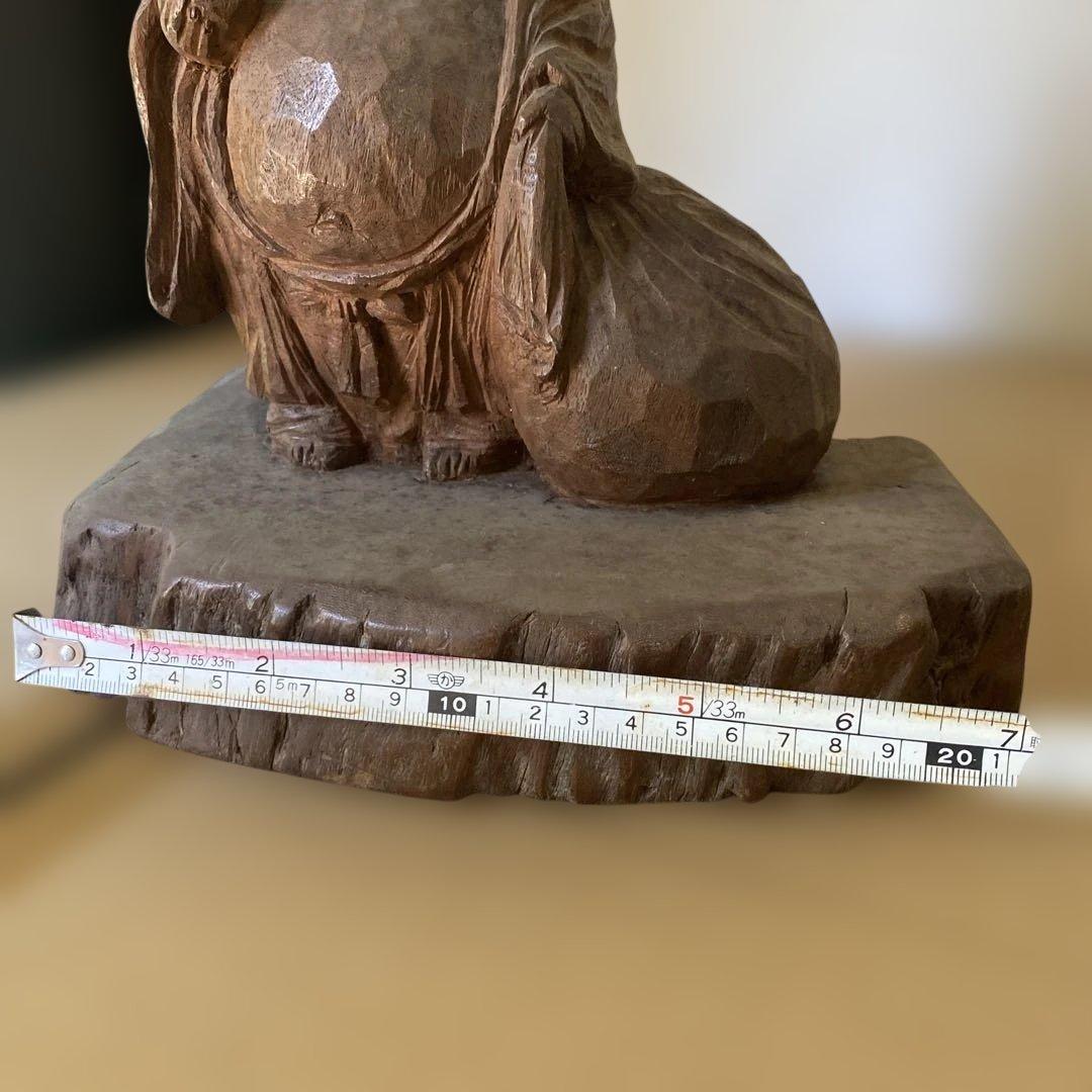 木製 笑顔の仏像 高さ約30cm