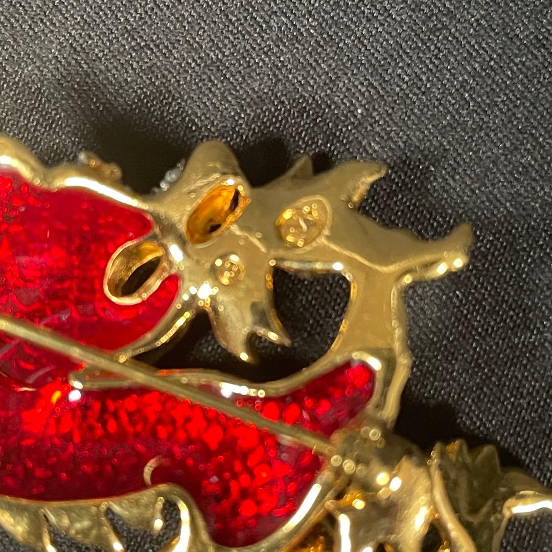 希少 SWAROVSKI スワロフスキー ドラゴン 龍 ブローチ コサージュ