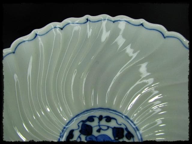 鳳樹軒 高島 文平 染付 稜花 花弁 向付 白磁 茶道具 懐石 器物