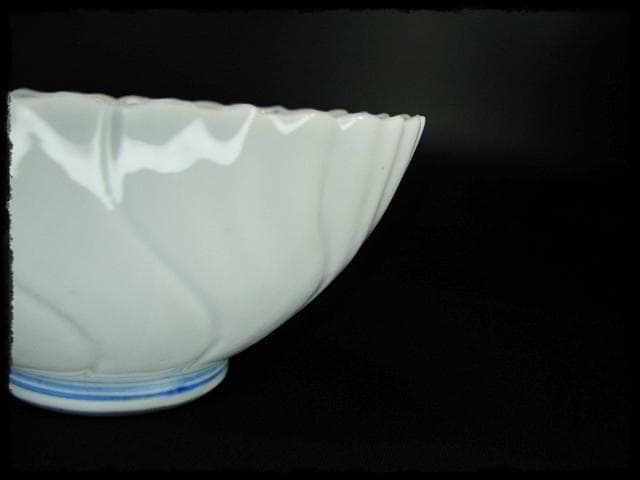 鳳樹軒 高島 文平 染付 稜花 花弁 向付 白磁 茶道具 懐石 器物 d41