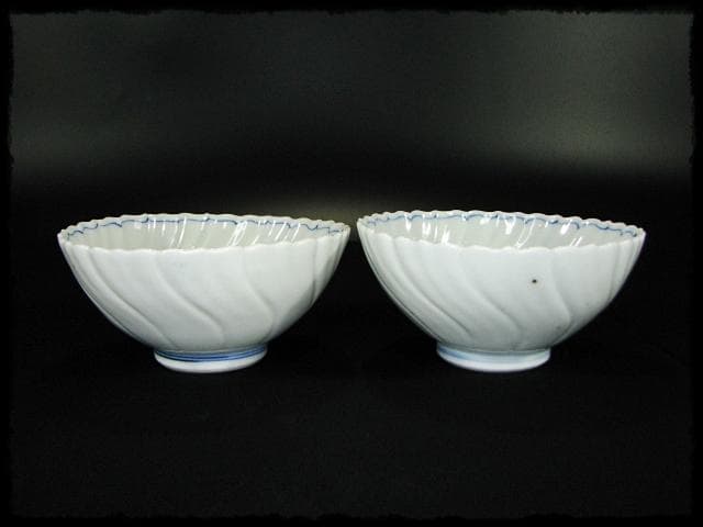 鳳樹軒 高島 文平 染付 稜花 花弁 向付 白磁 茶道具 懐石 器物