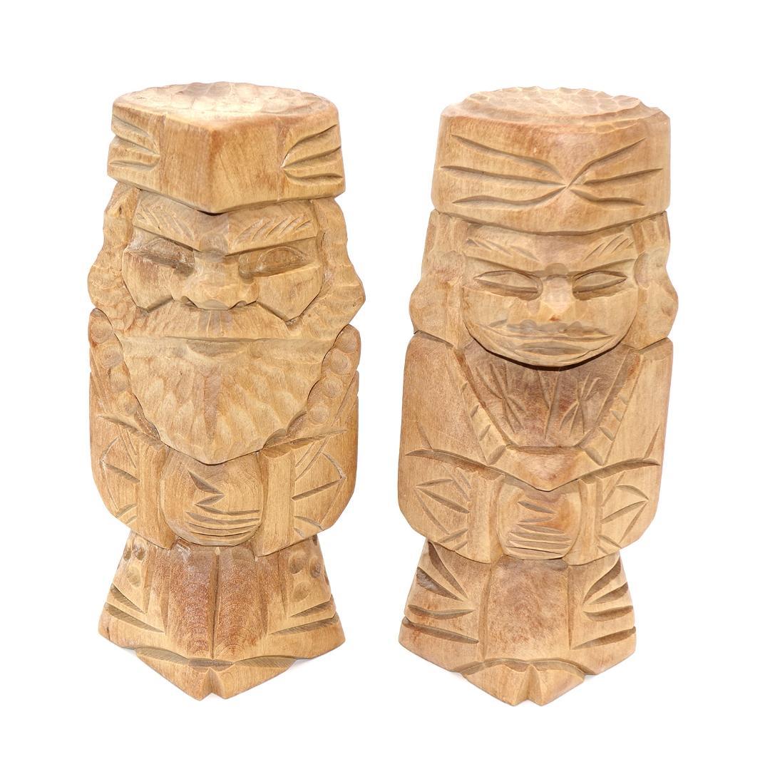 アイヌ 木彫り夫婦 ニポポ 手彫り人形 北海道土産 アイヌ工芸品 木彫り