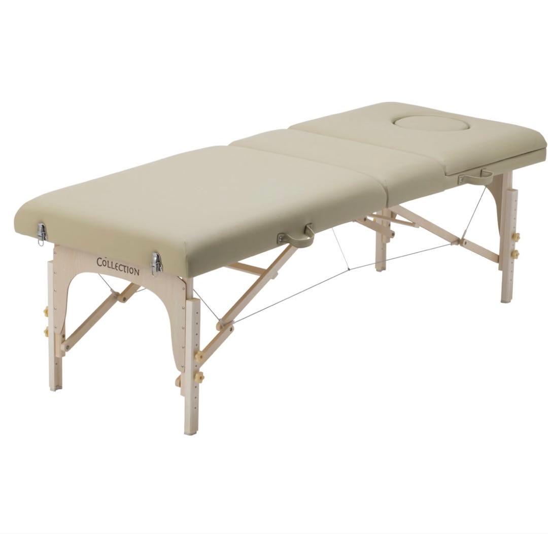 高級低反発木製折りたたみリクライニングベッド ベージュ エステベッド