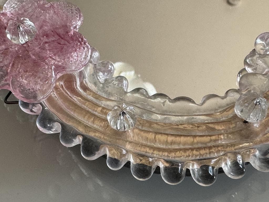 B＞ イタリア ムラーノガラス ベネチアンガラス 壁掛け・スタンドミラー