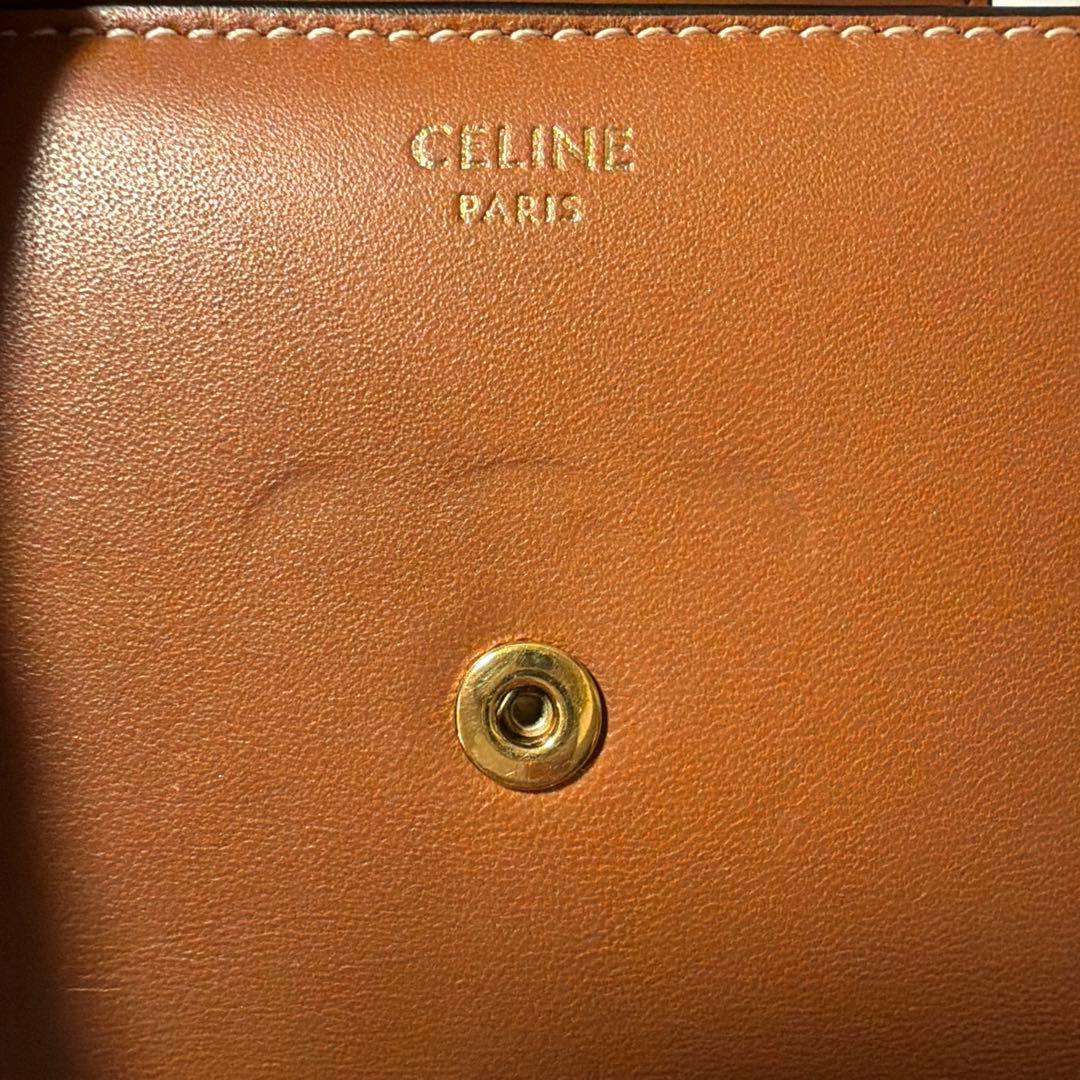 も*ぐ様 CELINE ブラウン折り財布 ゴールド金具