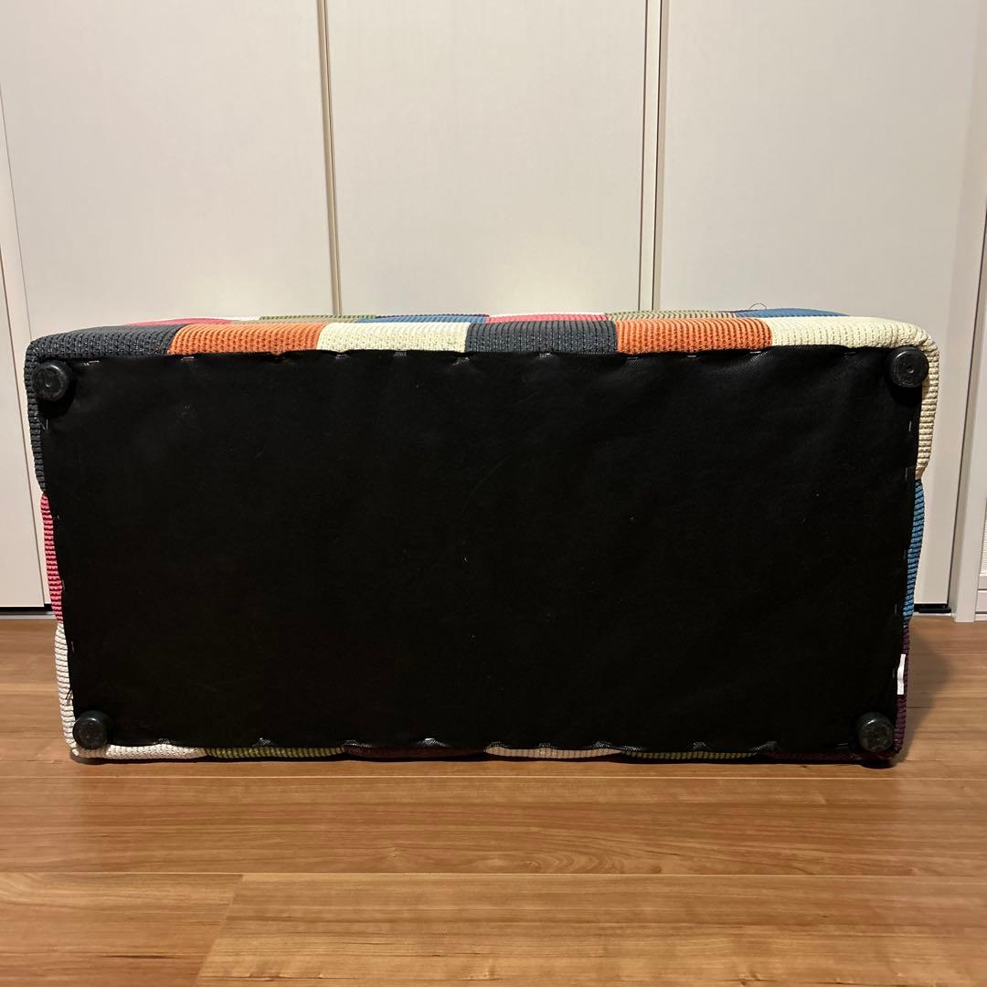 カラフル パッチワーク 収納付きスツール オットマン 2人掛け ロング