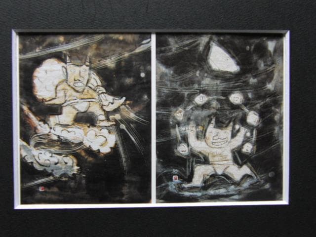 山口沙織、風神・雷神、希少な画集より、新品高級額装付、状態良好