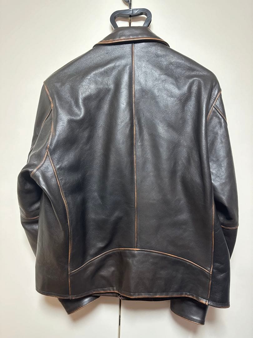 新品】Edifice 25ss アンティークレザージャケット Lサイズ