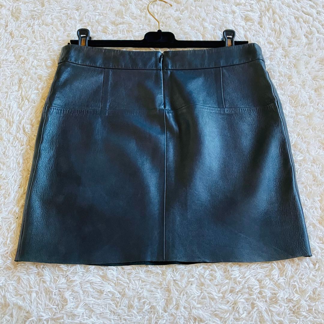 1332 セリーヌ　CELINE ミニスカート　ラムレザー　ビンテージ品　36