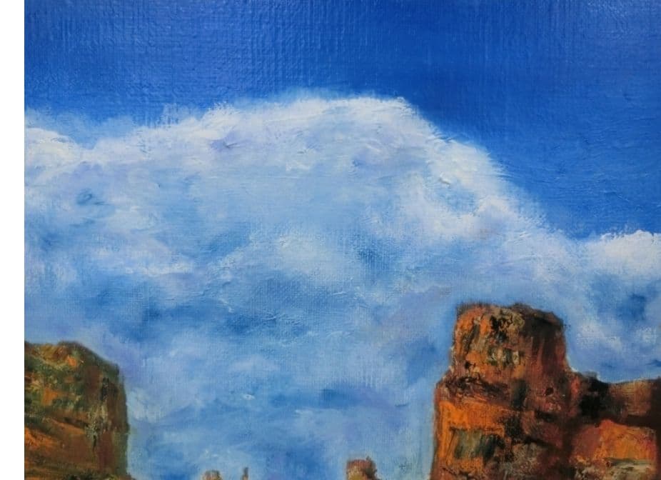 油彩 F8 アリゾナ バリーモニュメント サイン有り S.Koide