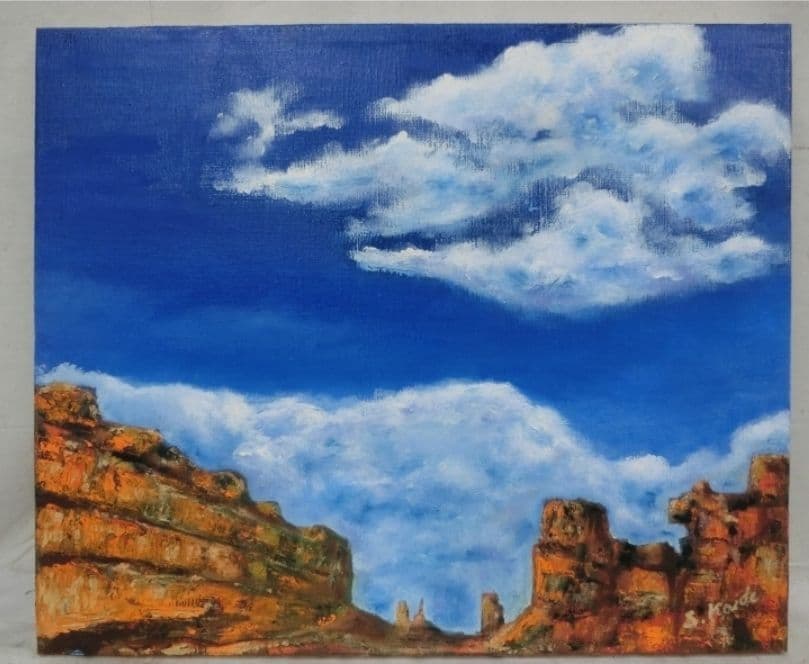 油彩 F8 アリゾナ バリーモニュメント サイン有り S.Koide