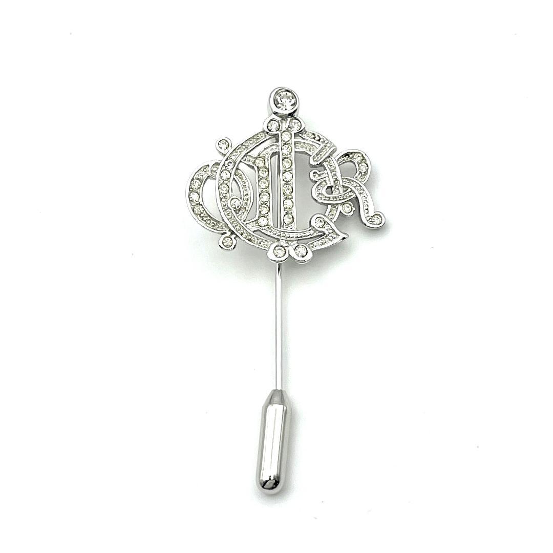 クリスチャンディオール エンブレム ロゴ ラインストーン ブローチ