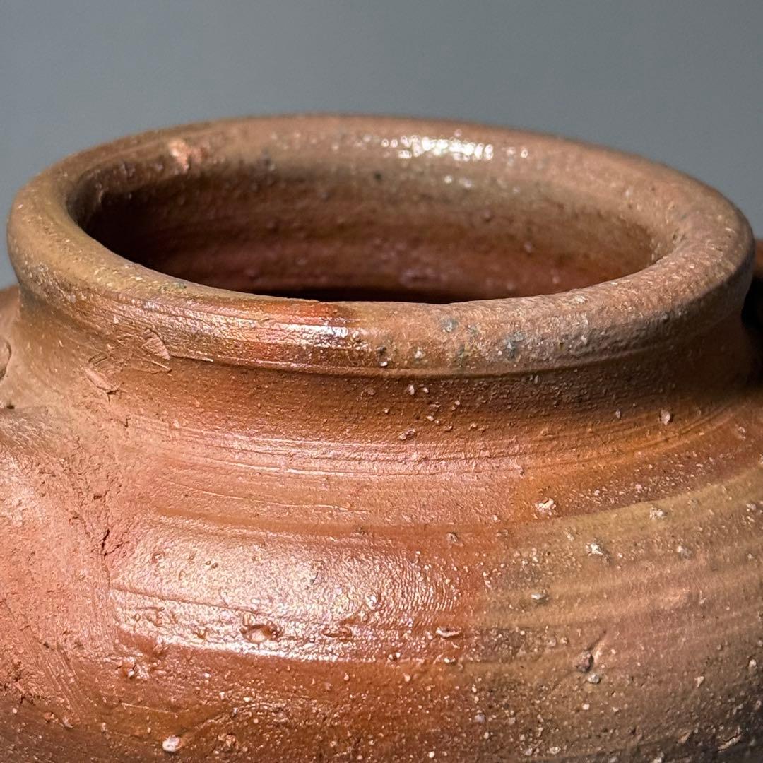 人間国宝　備前焼の巨匠　山本陶秀　「耳付花入」　本人作　共箱　高さ23.5cm