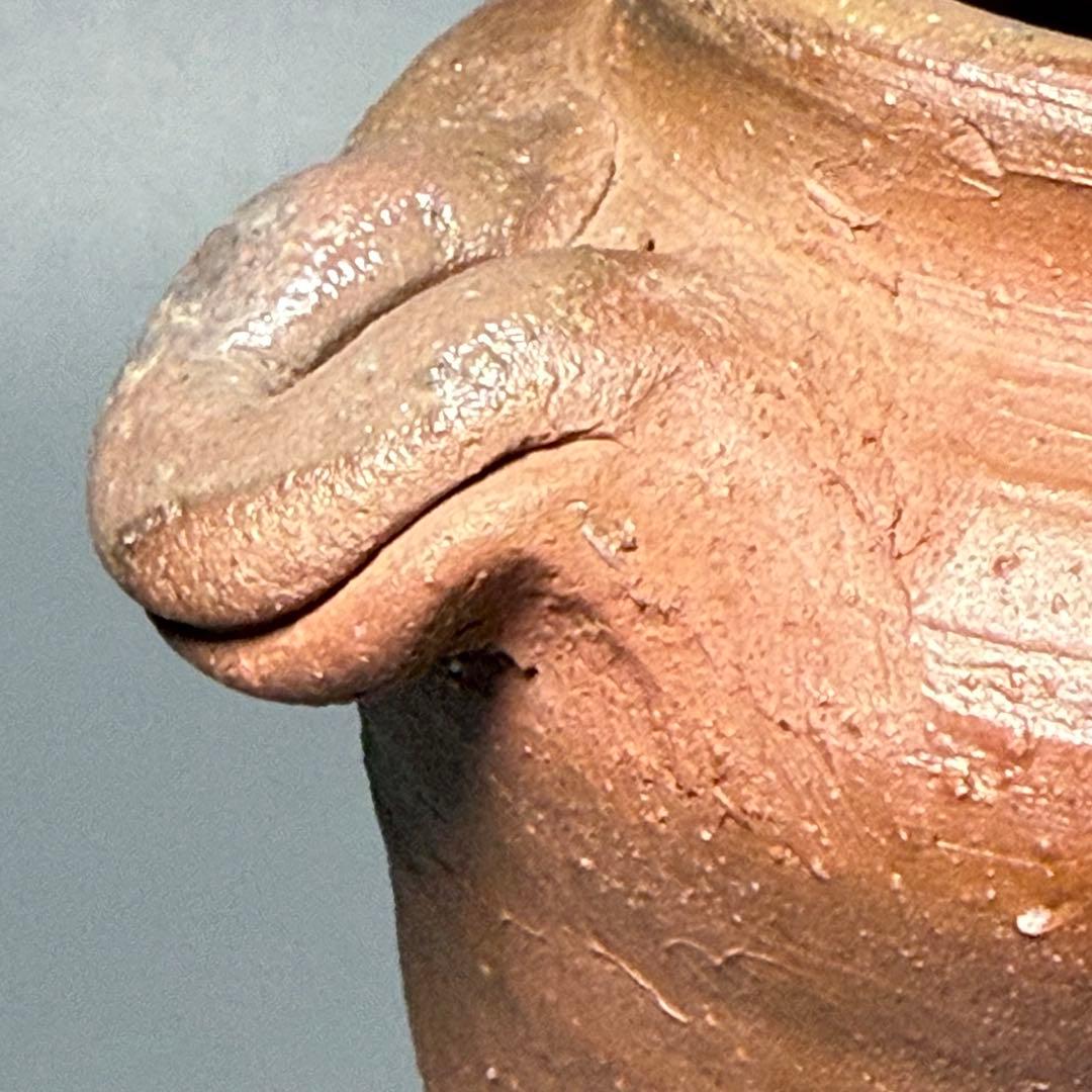 人間国宝　備前焼の巨匠　山本陶秀　「耳付花入」　本人作　共箱　高さ23.5cm