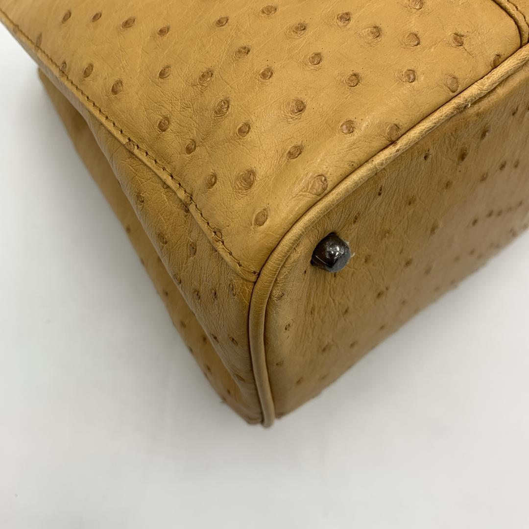 未使用品 RACINE オーストリッチ ハンドバッグ クイルマーク エキゾチック