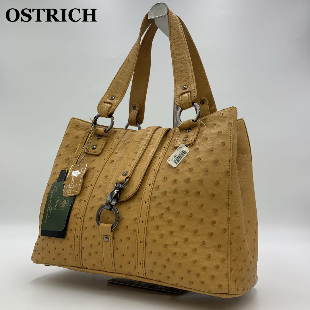 未使用品 RACINE オーストリッチ ハンドバッグ クイルマーク エキゾチック