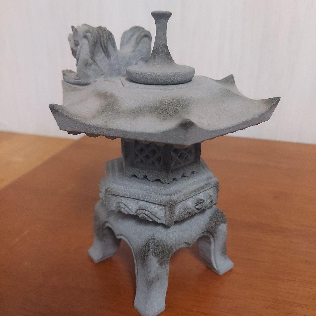 獅子彫刻 灯篭 石材製品 約15cm