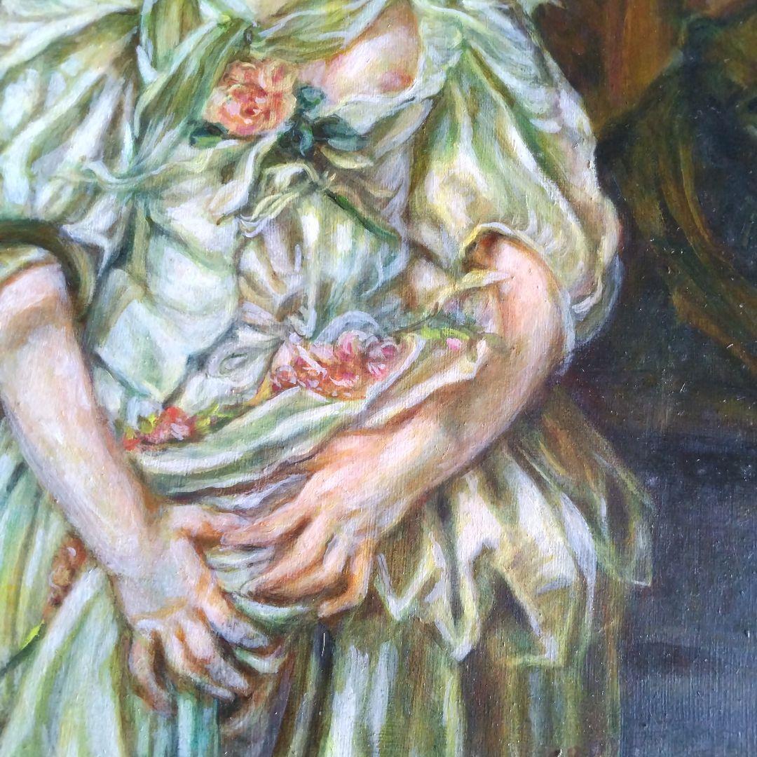 巨匠の肉筆模写 アンティーク調 高級ゴールド額縁ガラス入り保田三友紀