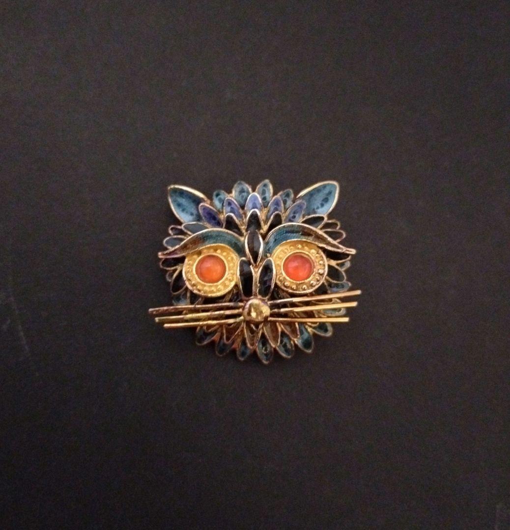 ヴィンテージ 中国七宝 銀線細工 ブローチ ビンテージ 中国七宝焼