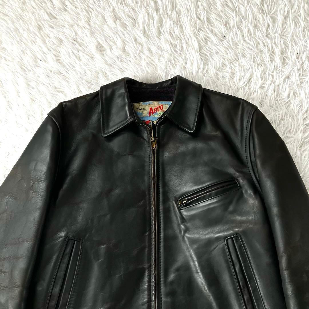 エアロレザー 革ジャン 本革 茶芯 ホースハイド ステアハイド