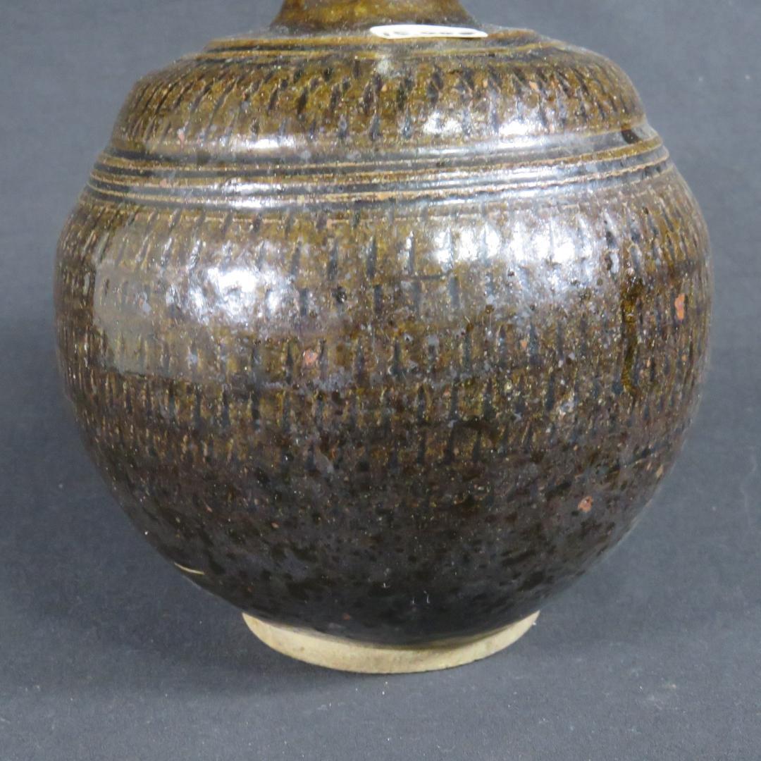 相馬 壺 徳利 花器 一輪挿し 民藝 時代物 窯傷 美品 鉄釉 跳び鉋