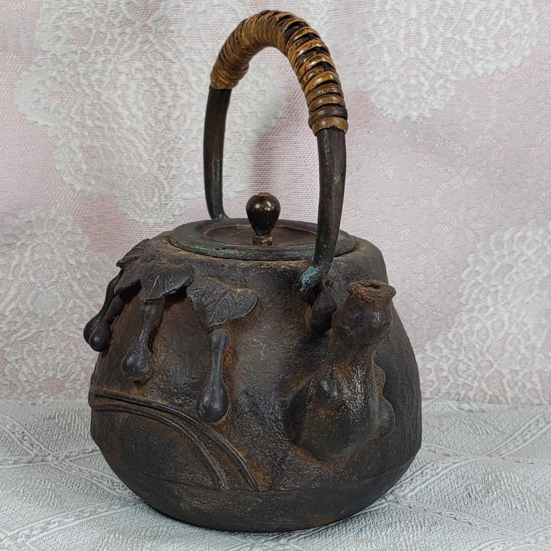 ◇『初代 龍文堂 安之介 胴横銘 瓢箪地紋鉄瓶』鉄瓶◇検）亀文堂 雨宮